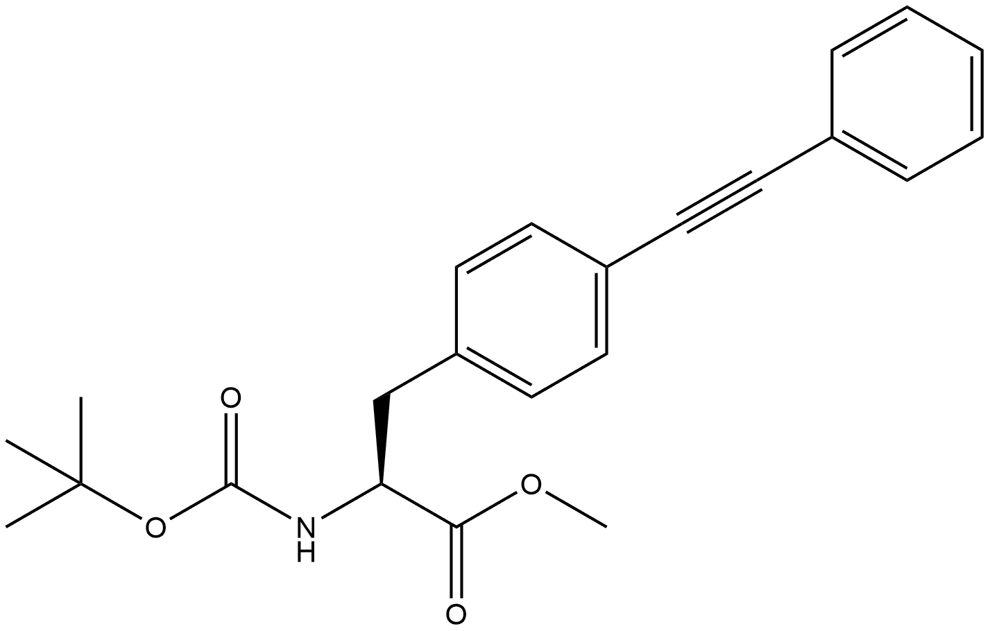 methyl (S)-2-((tert-butoxycarbonyl)amino)-3-(4-(phenylethynyl)phenyl)propanoate Struktur