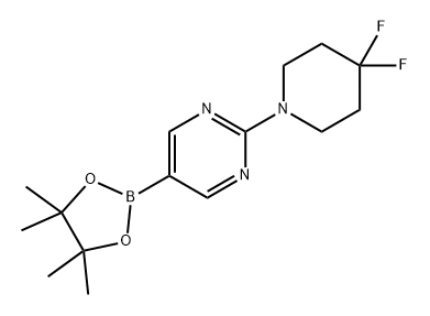 Pyrimidine, 2-(4,4-difluoro-1-piperidinyl)-5-(4,4,5,5-tetramethyl-1,3,2-dioxaborolan-2-yl)- Struktur