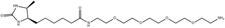 4-Imidazolidinehexanamide, N-(14-amino-3,6,9,12-tetraoxatetradec-1-yl)-5-methyl-2-oxo-, (4R,5S)- Struktur