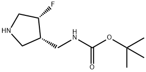 Carbamic acid, N-[[(3S,4R)-4-fluoro-3-pyrrolidinyl]methyl]-, 1,1-dimethylethyl ester Struktur