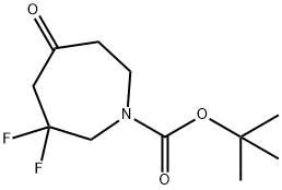 1H-Azepine-1-carboxylic acid, 3,3-difluorohexahydro-5-oxo-, 1,1-dimethylethyl ester Struktur