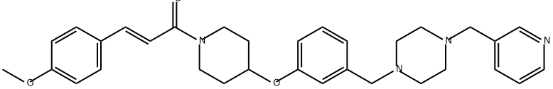 2-Propen-1-one, 3-(4-methoxyphenyl)-1-[4-[3-[[4-(3-pyridinylmethyl)-1-piperazinyl]methyl]phenoxy]-1-piperidinyl]-, (2E)- Struktur