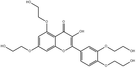 4H-1-Benzopyran-4-one, 2-[3,4-bis(2-hydroxyethoxy)phenyl]-3-hydroxy-5,7-bis(2-hydroxyethoxy)- Struktur