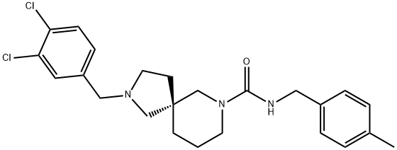 2,7-Diazaspiro[4.5]decane-7-carboxamide, 2-[(3,4-dichlorophenyl)methyl]-N-[(4-methylphenyl)methyl]-, (5S)- Struktur