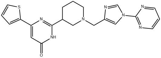 4(3H)-Pyrimidinone, 2-[1-[[1-(2-pyrimidinyl)-1H-imidazol-4-yl]methyl]-3-piperidinyl]-6-(2-thienyl)- Struktur