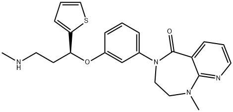 5H-Pyrido[2,3-e]-1,4-diazepin-5-one, 1,2,3,4-tetrahydro-1-methyl-4-[3-[(1S)-3-(methylamino)-1-(2-thienyl)propoxy]phenyl]- Struktur