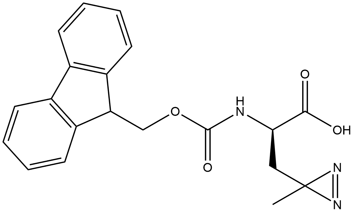 3H-Diazirine-3-propanoic acid, α-[[(9H-fluoren-9-ylmethoxy)carbonyl]amino]-3-methyl-, (αR)- Struktur