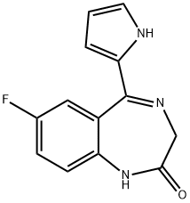 2H-1,4-Benzodiazepin-2-one, 7-fluoro-1,3-dihydro-5-(1H-pyrrol-2-yl)- Struktur