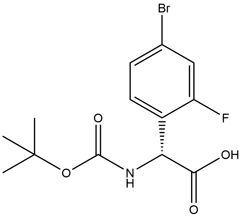 (R)-2-(4-bromo-2-fluorophenyl)-2-((tert-butoxycarbonyl)amino)acetic acid Struktur