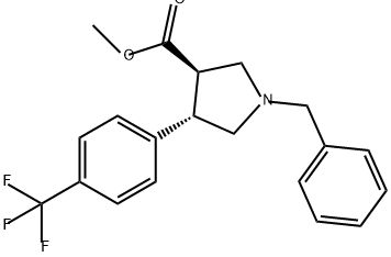 3-Pyrrolidinecarboxylic acid, 1-(phenylmethyl)-4-[4-(trifluoromethyl)phenyl]-, methyl ester, (3R,4S)- Struktur