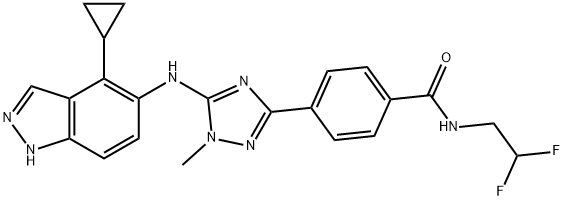 Benzamide, 4-[5-[(4-cyclopropyl-1H-indazol-5-yl)amino]-1-methyl-1H-1,2,4-triazol-3-yl]-N-(2,2-difluoroethyl)- Struktur