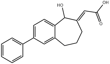 Acetic acid, 2-(5,7,8,9-tetrahydro-5-hydroxy-2-phenyl-6H-benzocyclohepten-6-ylidene)-, (2E)- Struktur