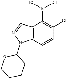 Boronic acid, B-[5-chloro-1-(tetrahydro-2H-pyran-2-yl)-1H-indazol-4-yl]- Struktur