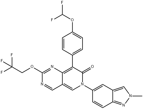 Pyrido[4,3-d]pyrimidin-7(6H)-one, 8-[4-(difluoromethoxy)phenyl]-6-(2-methyl-2H-indazol-5-yl)-2-(2,2,2-trifluoroethoxy)- Struktur