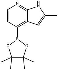 1H-Pyrrolo[2,3-b]pyridine, 2-methyl-4-(4,4,5,5-tetramethyl-1,3,2-dioxaborolan-2-yl)- Struktur