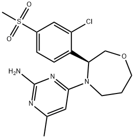 4-[(3S)-3-[2-Chloro-4-(methylsulfonyl)phenyl]tetrahydro-1,4-oxazepin-4(5H)-yl]-6-methyl-2-pyrimidinamine Struktur