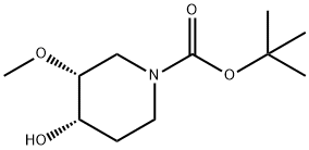 1,1-Dimethylethyl (3R,4S)-4-hydroxy-3-methoxy-1-piperidinecarboxylate Struktur