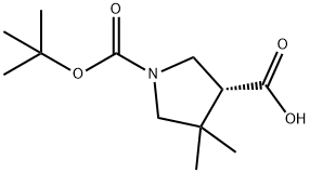 1,3-Pyrrolidinedicarboxylic acid, 4,4-dimethyl-, 1-(1,1-dimethylethyl) ester, (3R)- Struktur