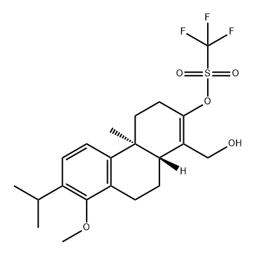 Methanesulfonic acid, 1,1,1-trifluoro-, (4aS,10aR)-3,4,4a,9,10,10a-hexahydro-1-(hydroxymethyl)-8-methoxy-4a-methyl-7-(1-methylethyl)-2-phenanthrenyl ester Struktur