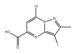 Pyrazolo[1,5-a]pyrimidine-5-carboxylic acid, 7-chloro-3-iodo-2-methyl- Struktur