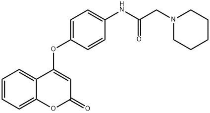 1-Piperidineacetamide, N-[4-[(2-oxo-2H-1-benzopyran-4-yl)oxy]phenyl]- Struktur