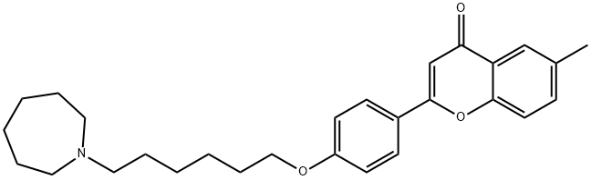 4H-1-Benzopyran-4-one, 2-[4-[[6-(hexahydro-1H-azepin-1-yl)hexyl]oxy]phenyl]-6-methyl- Struktur