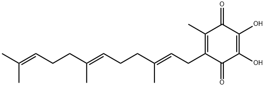 2,5-Cyclohexadiene-1,4-dione, 2,3-dihydroxy-5-methyl-6-[(2E,6E)-3,7,11-trimethyl-2,6,10-dodecatrien-1-yl]- Struktur