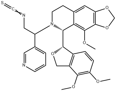 1,3-Dioxolo[4,5-g]isoquinoline, 5-[(1S)-1,3-dihydro-4,5-dimethoxy-1-isobenzofuranyl]-5,6,7,8-tetrahydro-6-[2-isothiocyanato-1-(3-pyridinyl)ethyl]-4-methoxy-, (5R)- Struktur