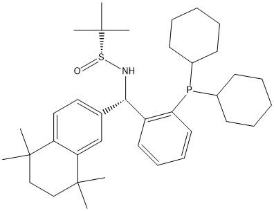 S(R)]-N-[(S)-[2-(Dicyclohexylphosphino)phenyl](5,6,7,8-tetrahydro-5,5,8,8-tetramethyl-2-naphthalenyl)methyl]-2-methyl-2-propanesulfinamide Struktur