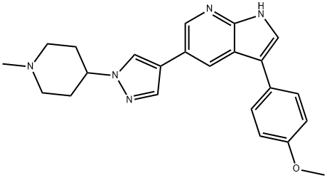 1H-Pyrrolo[2,3-b]pyridine, 3-(4-methoxyphenyl)-5-[1-(1-methyl-4-piperidinyl)-1H-pyrazol-4-yl]- Struktur