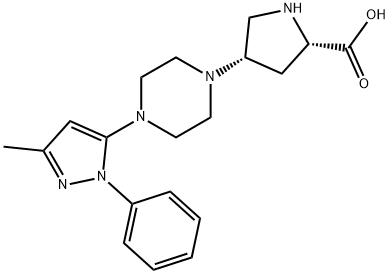 L-Proline, 4-[4-(3-methyl-1-phenyl-1H-pyrazol-5-yl)-1-piperazinyl]-, (4S)- Struktur