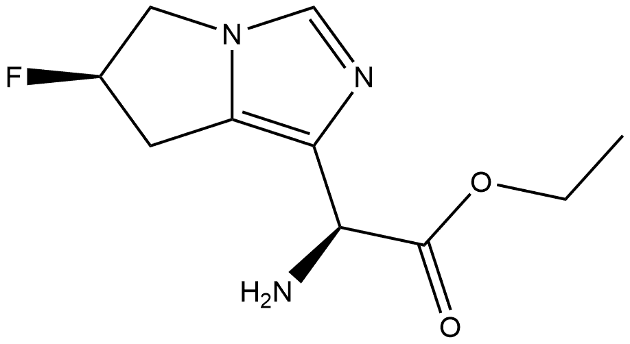 5H-Pyrrolo[1,2-c]imidazole-1-acetic acid, α-amino-6-fluoro-6,7-dihydro-, ethyl ester, (αS,6R)- Struktur