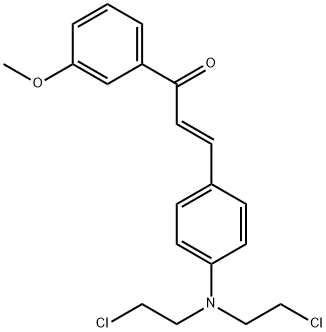 2-Propen-1-one, 3-[4-[bis(2-chloroethyl)amino]phenyl]-1-(3-methoxyphenyl)-, (2E)- Struktur