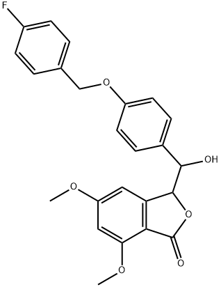 1(3H)-Isobenzofuranone, 3-[[4-[(4-fluorophenyl)methoxy]phenyl]hydroxymethyl]-5,7-dimethoxy- Struktur