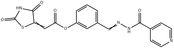 4-Pyridinecarboxylic acid, 2-[[3-[[2-(2,4-dioxo-5-thiazolidinylidene)acetyl]oxy]phenyl]methylene]hydrazide Struktur