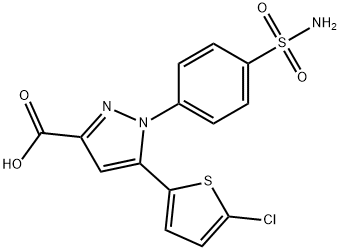 1H-Pyrazole-3-carboxylic acid, 1-[4-(aminosulfonyl)phenyl]-5-(5-chloro-2-thienyl)- Struktur