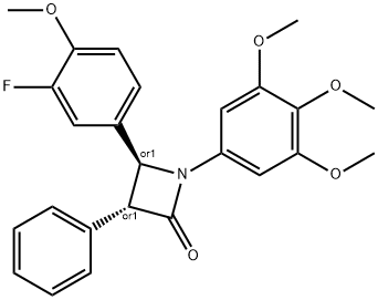 2-Azetidinone, 4-(3-fluoro-4-methoxyphenyl)-3-phenyl-1-(3,4,5-trimethoxyphenyl)-, (3R,4S)-rel- Struktur