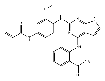 Benzamide, 2-[[2-[[2-methoxy-4-[(1-oxo-2-propen-1-yl)amino]phenyl]amino]-7H-pyrrolo[2,3-d]pyrimidin-4-yl]amino]- Struktur