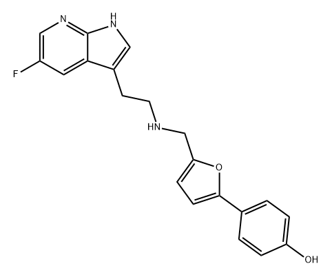 Phenol, 4-[5-[[[2-(5-fluoro-1H-pyrrolo[2,3-b]pyridin-3-yl)ethyl]amino]methyl]-2-furanyl]- Struktur