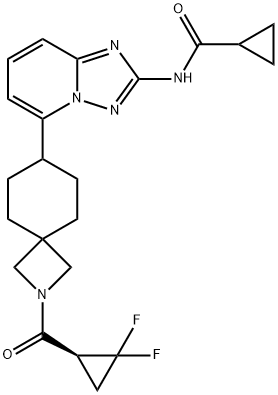 Cyclopropanecarboxamide, N-[5-[2-[[(1S)-2,2-difluorocyclopropyl]carbonyl]-2-azaspiro[3.5]non-7-yl][1,2,4]triazolo[1,5-a]pyridin-2-yl]- Struktur