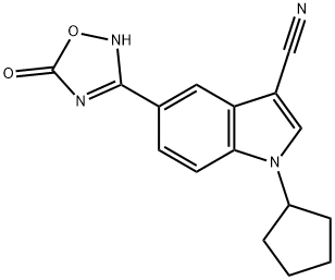 1H-Indole-3-carbonitrile, 1-cyclopentyl-5-(2,5-dihydro-5-oxo-1,2,4-oxadiazol-3-yl)- Struktur