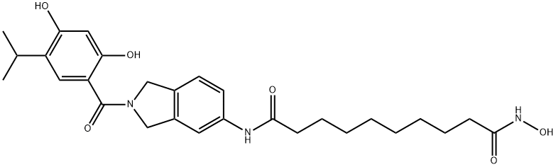 Decanediamide, N1-[2-[2,4-dihydroxy-5-(1-methylethyl)benzoyl]-2,3-dihydro-1H-isoindol-5-yl]-N10-hydroxy- Struktur