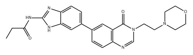 Propanamide, N-[6-[3,4-dihydro-3-[2-(4-morpholinyl)ethyl]-4-oxo-6-quinazolinyl]-1H-benzimidazol-2-yl]- Struktur