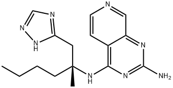 Pyrido[3,4-d]pyrimidine-2,4-diamine, N4-[(1R)-1-methyl-1-(1H-1,2,4-triazol-5-ylmethyl)pentyl]- Struktur