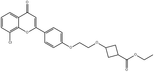 Cyclobutanecarboxylic acid, 3-[2-[4-(8-chloro-4-oxo-4H-1-benzopyran-2-yl)phenoxy]ethoxy]-, ethyl ester Struktur