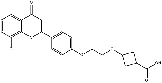 Cyclobutanecarboxylic acid, 3-[2-[4-(8-chloro-4-oxo-4H-1-benzothiopyran-2-yl)phenoxy]ethoxy]- Struktur