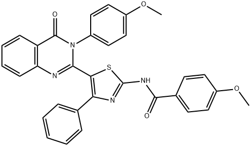 Benzamide, N-[5-[3,4-dihydro-3-(4-methoxyphenyl)-4-oxo-2-quinazolinyl]-4-phenyl-2-thiazolyl]-4-methoxy- Struktur