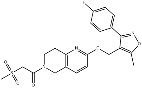 Ethanone, 1-[2-[[3-(4-fluorophenyl)-5-methyl-4-isoxazolyl]methoxy]-7,8-dihydro-1,6-naphthyridin-6(5H)-yl]-2-(methylsulfonyl)- Struktur