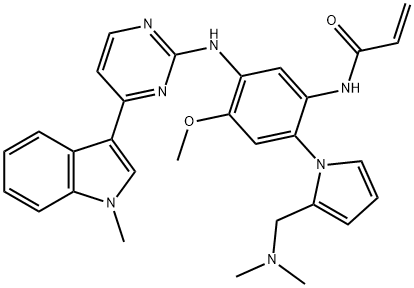 2-Propenamide, N-[2-[2-[(dimethylamino)methyl]-1H-pyrrol-1-yl]-4-methoxy-5-[[4-(1-methyl-1H-indol-3-yl)-2-pyrimidinyl]amino]phenyl]- Struktur