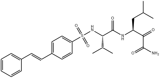 Hexanamide, 5-methyl-3-[[(2S)-3-methyl-1-oxo-2-[[[4-[(1E)-2-phenylethenyl]phenyl]sulfonyl]amino]butyl]amino]-2-oxo-, (3S)- Struktur